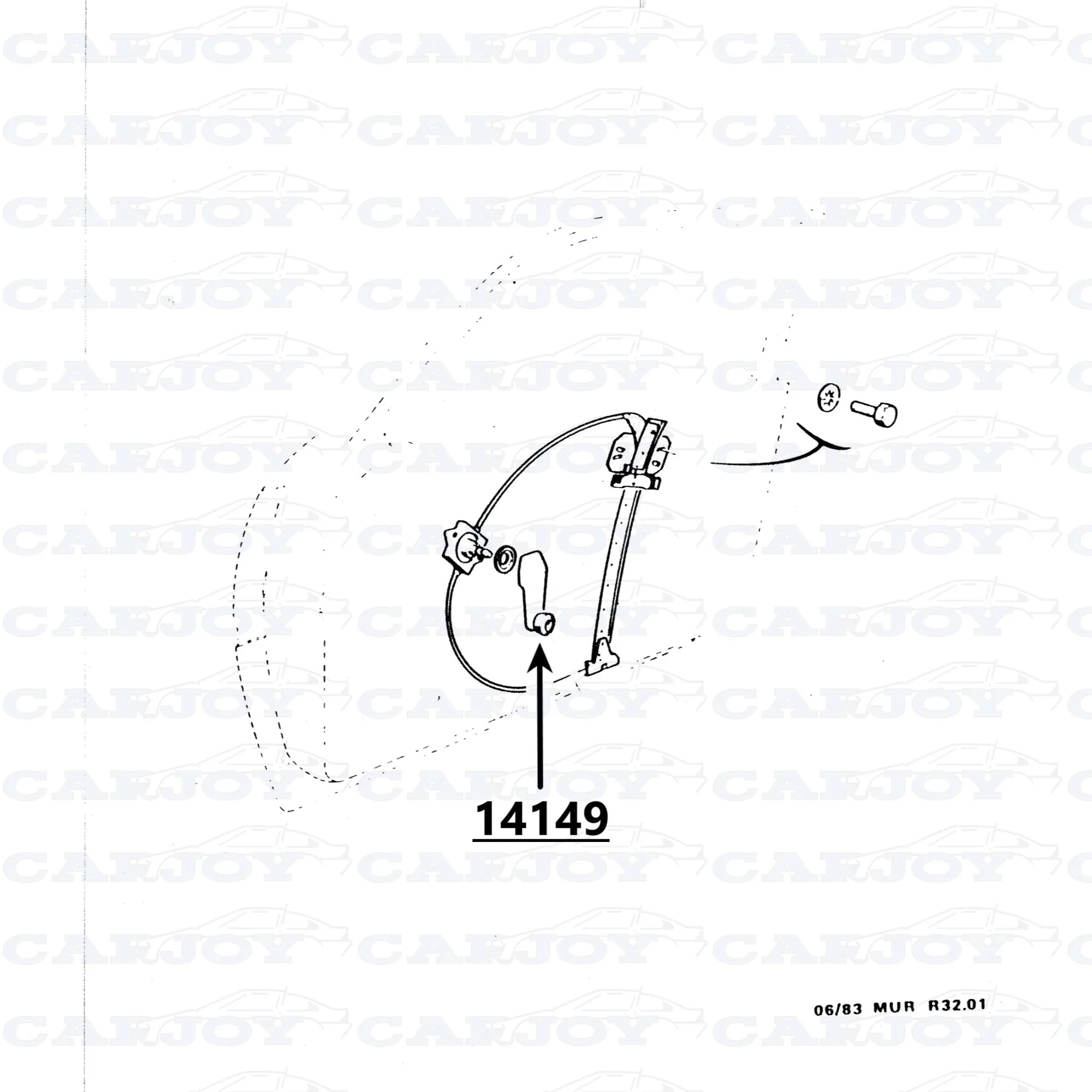 14149 - Murena Manual Window Lever Black (new old stock)