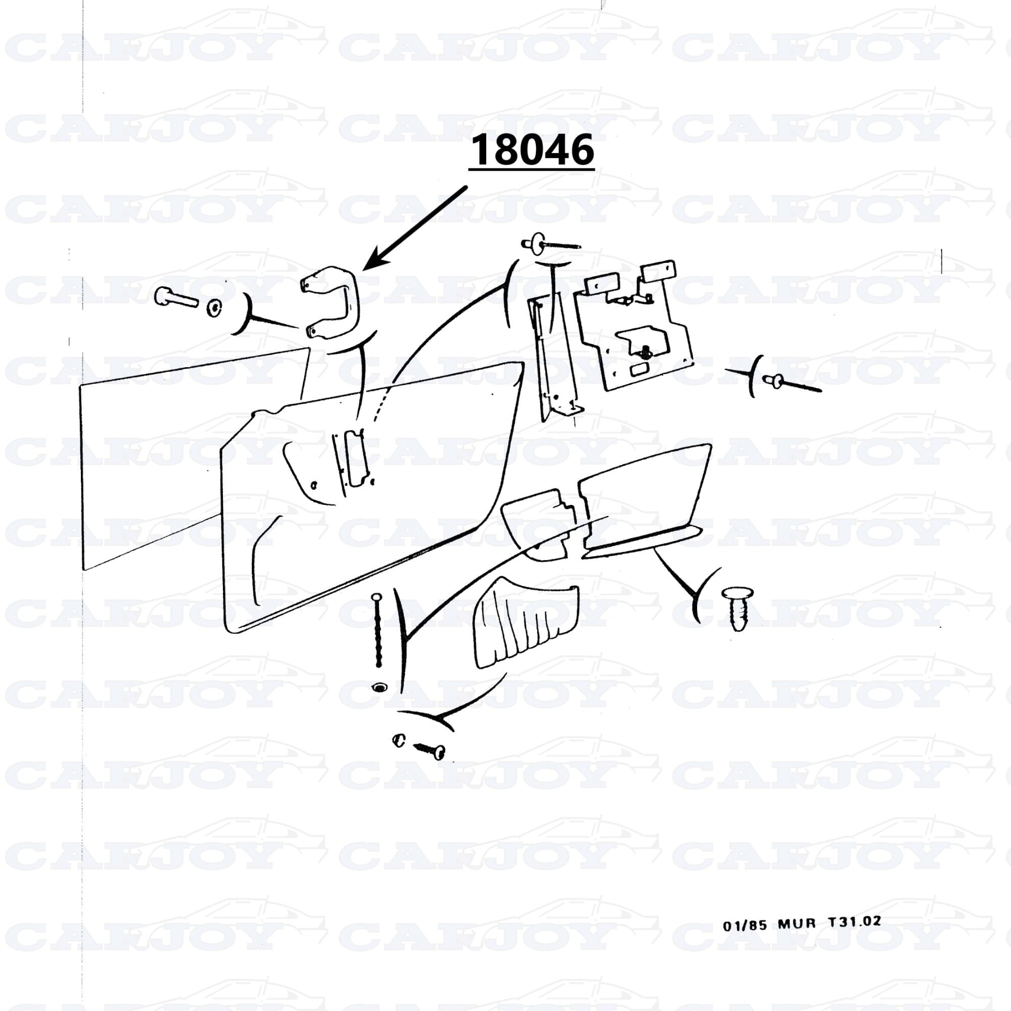 18046 - Matra Murena Black Inner Door Handle Right - Restored 1 18046 - Matra Murena Black Inner Door Handle Right - Restored