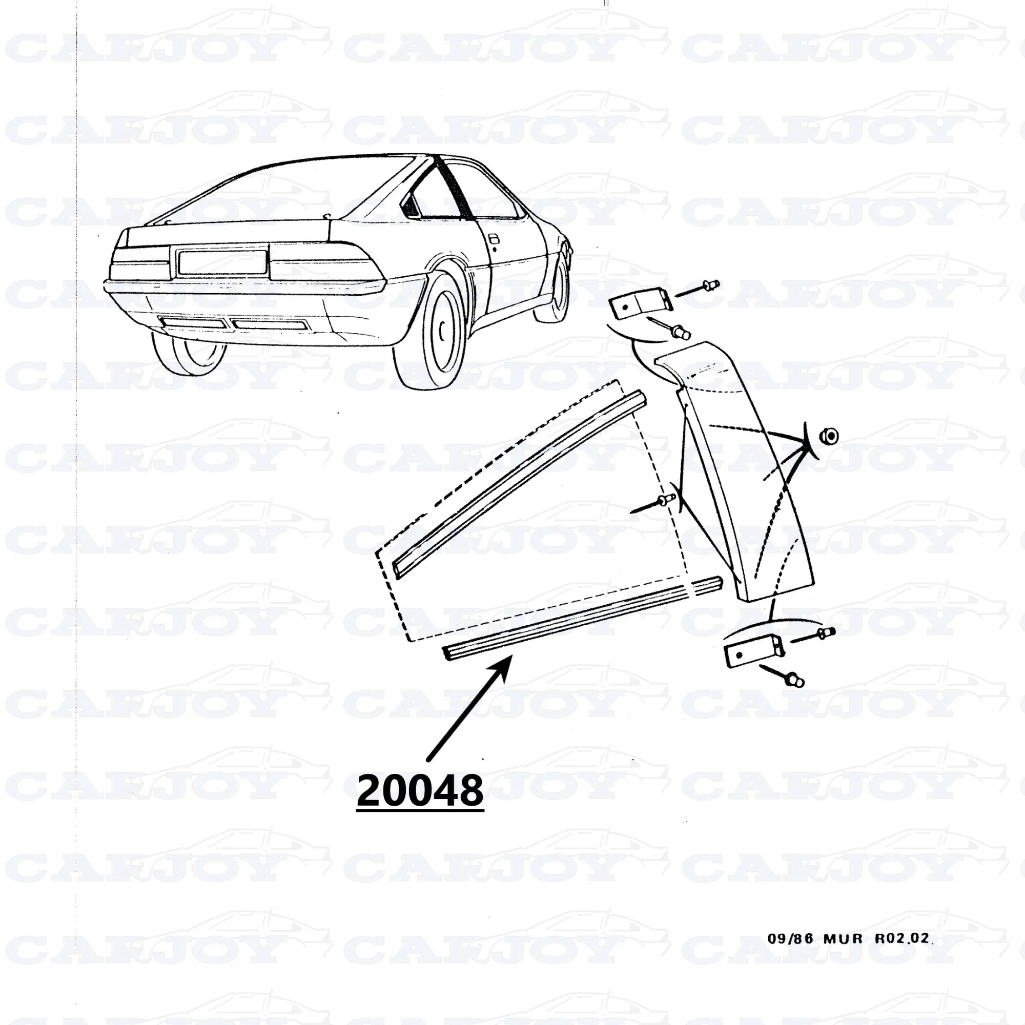 20048 - Sivuikkunan verhoilu Matra Murenan alla 1.6 - 2.2