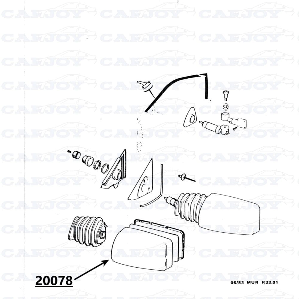 20078 - Matra Murena Left Outer Mirror Housing, Restored